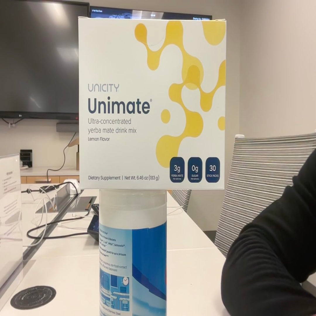 Unicity Unimate Lemon Ginger Yerba Mate Drink Mix – Natural Energy Focus Support Supplement 30 Stick Packs USA
