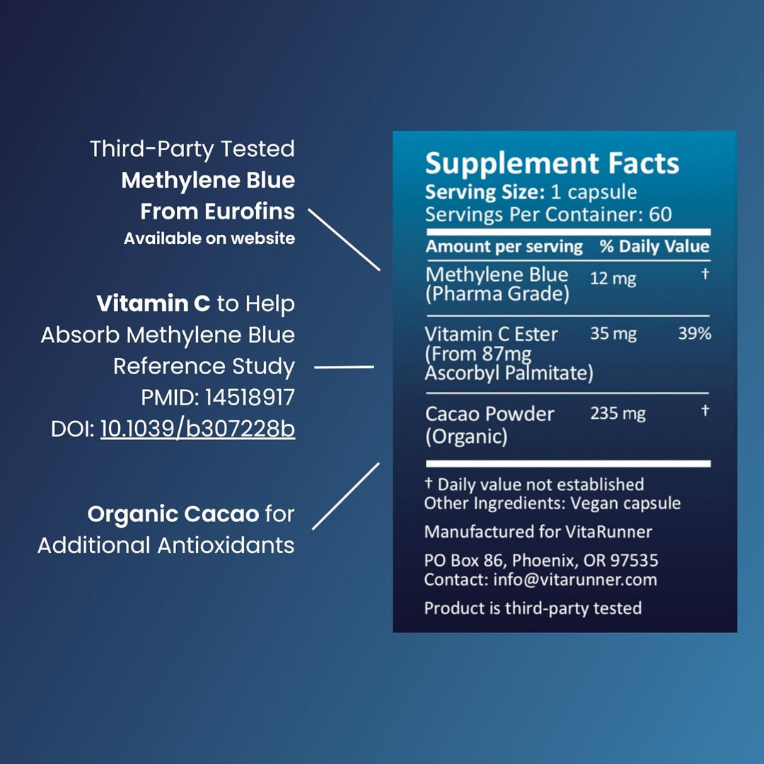Nutricel Methylene Blue 12mg Capsules – Cellular Energy & Brain Health Support (60 Capsules)