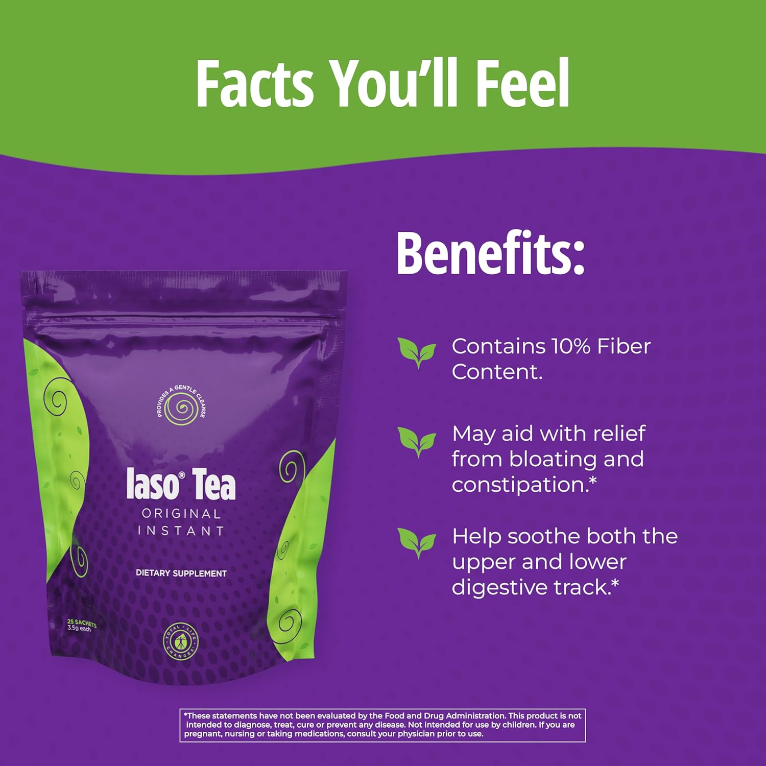 TLC Iaso Natural Detox Instant Herbal Tea – Digestive Cleanse & Wellness Support | 25 Sachets | Free Shipping USA