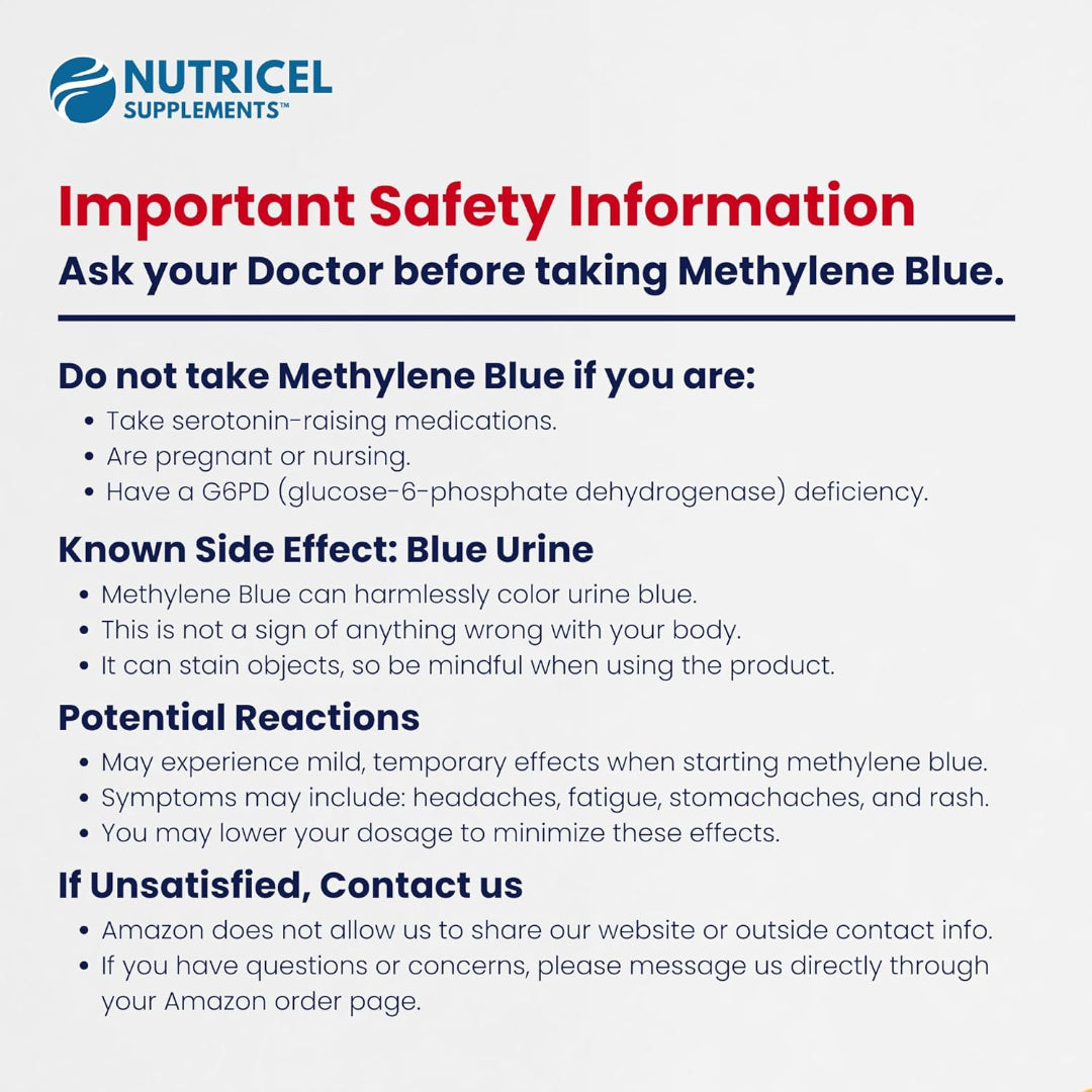 Nutricel Methylene Blue 12mg Capsules – Cellular Energy & Brain Health Support (60 Capsules)