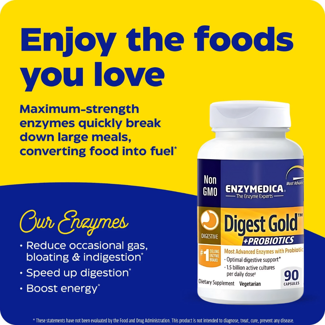 Enzymedica Digest Gold – Digestive Enzymes & Probiotics Supplement (90 Capsules)