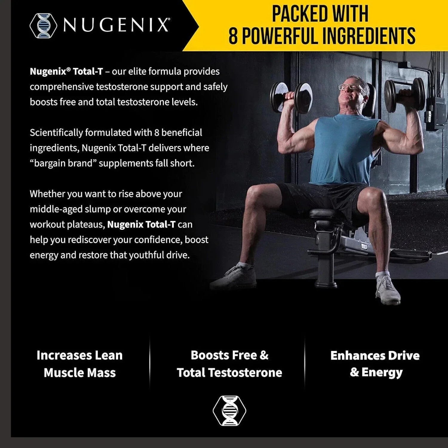 Nugenix Total-T Testosterone Booster – Men’s Hormone Support Supplement (90 Capsules)