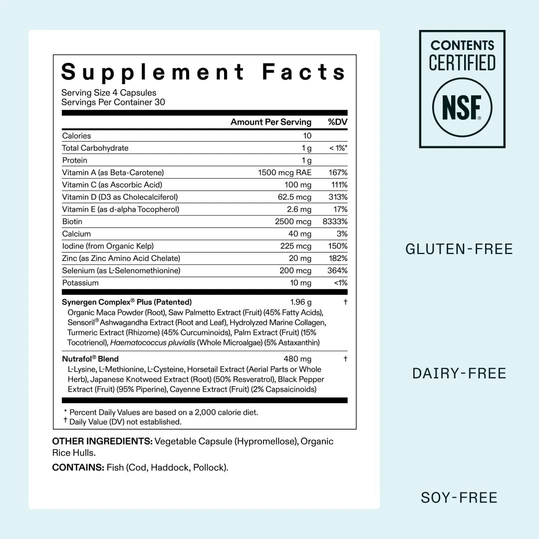 Nutrafol Women’s Balance – Hair Growth Support Supplement for Women 45+ (120 Capsules)