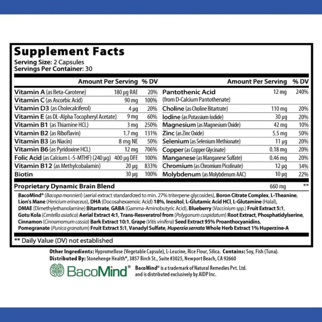 Dynamic Brain – Nootropic Brain Health & Memory Support Capsules (60 Count)