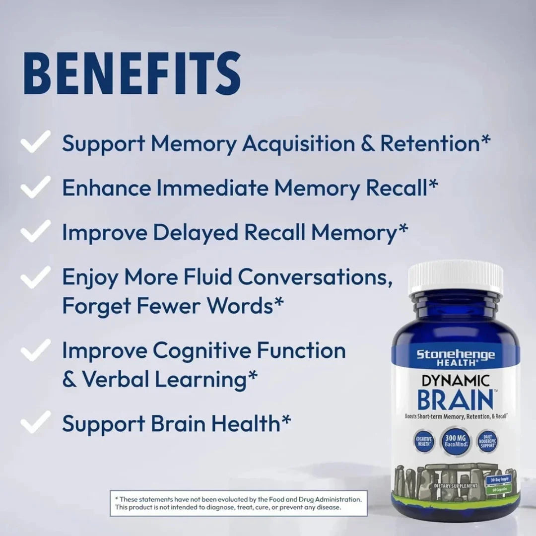 Dynamic Brain – Nootropic Brain Health & Memory Support Capsules (60 Count)
