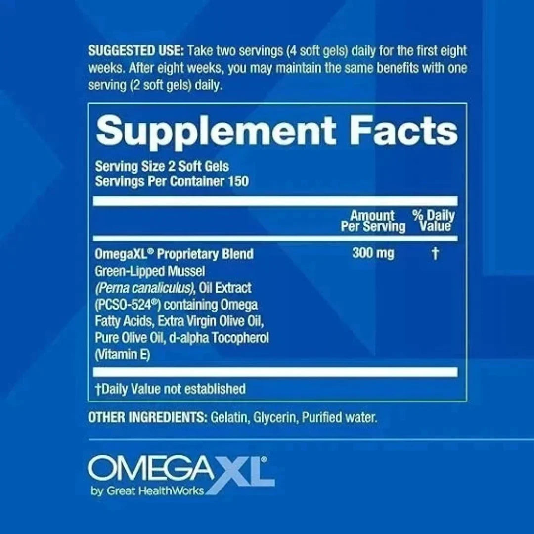 Omega XL – Green Lipped Mussel Joint & Muscle Support Supplement (300 Capsules)