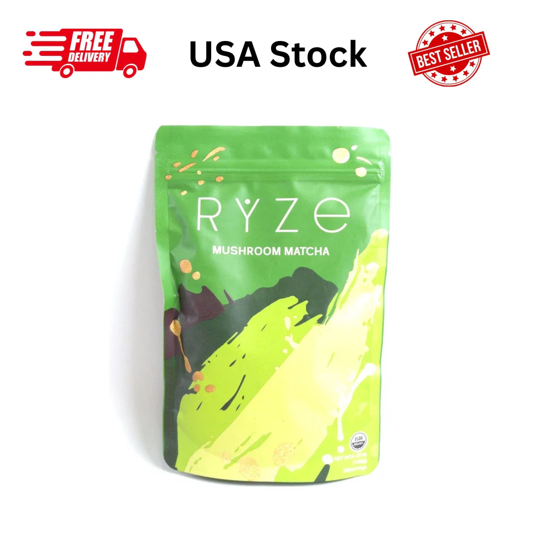 RYZE Organic Mushroom Matcha Adaptogenic Green Tea 30 Servings USA