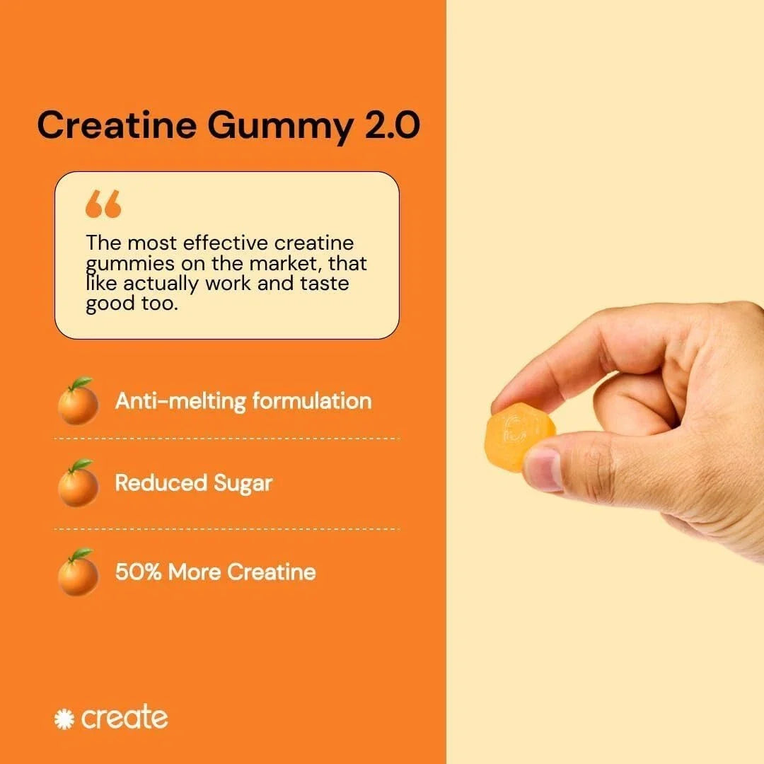 Creatine Monohydrate Gummies for Men & Women – 1.5g Creatine per Gummy, Orange Flavor, 90 Count