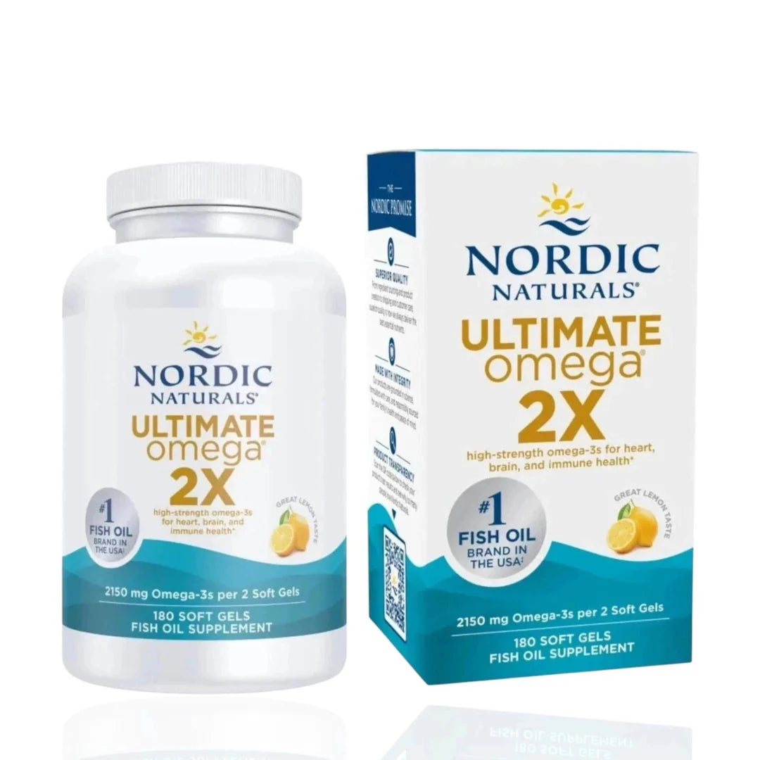 Nordic Naturals Ultimate Omega 2X Lemon 2150mg Omega-3 Fish Oil Softgels – High Potency Heart Brain Joint Support Supplement USA