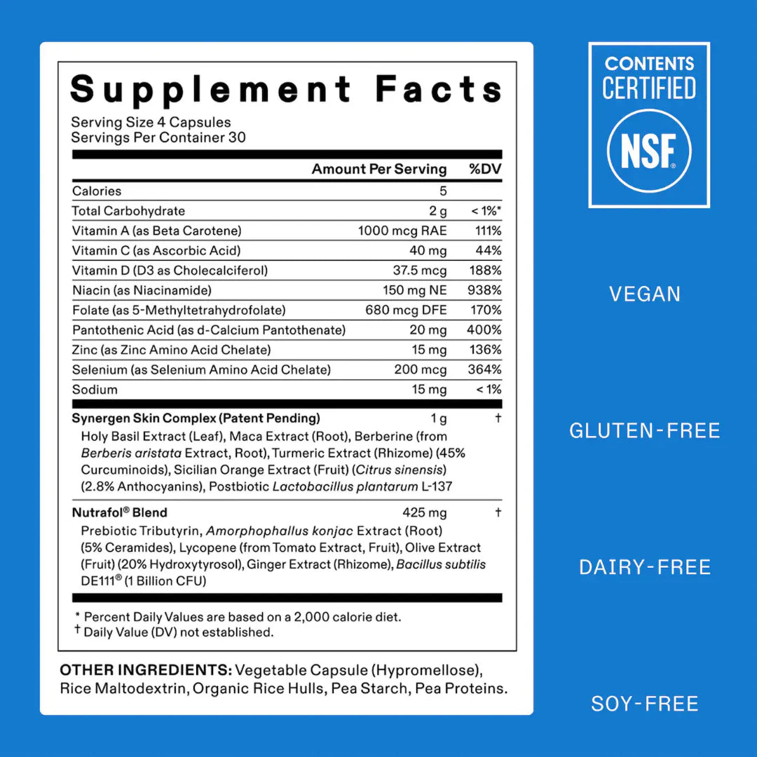 Nutrafol Skin Women’s Nutraceutical 120 Capsules – Skin Wellness Healthy Complexion Support Supplement for Women USA